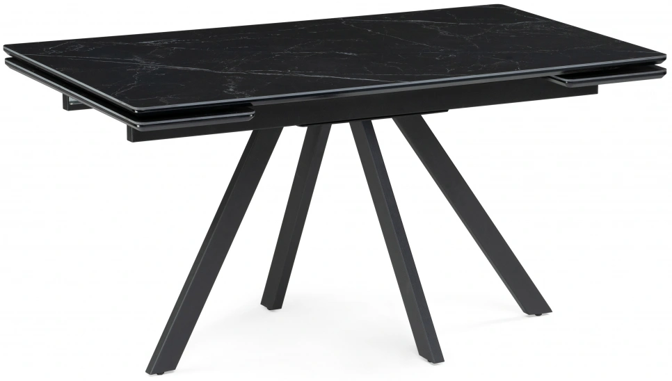 Обеденный раздвижной стол Вилли 140(200), керамика, черный мрамор / черный
