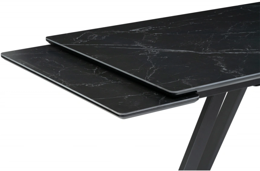 Обеденный раздвижной стол Вилли 140(200), керамика, черный мрамор / черный