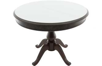 Кухонный стол Фабрицио 1, Glass, D 100, белый, стекло, каркас орех темный