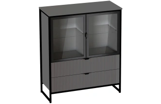 Тумба Нора, с полками и двумя ящиками, металл бруклин / графит