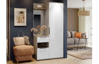 Модульная прихожая Альянс 3, дуб крафт / белый глянец