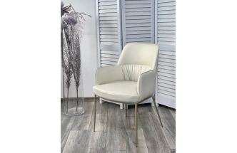 Стул Bruno, мягкий, Milk Ti-02, PU, шампань