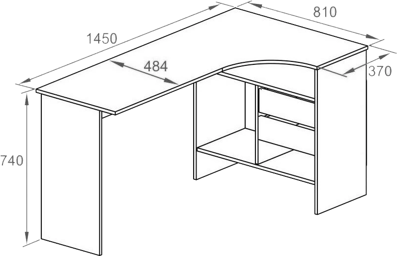 Стол компьютерный правый СПм-25, белый