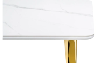 Кухонный стол Селена 3, 180x90x77, керамика, белый мрамор, каркас золотой