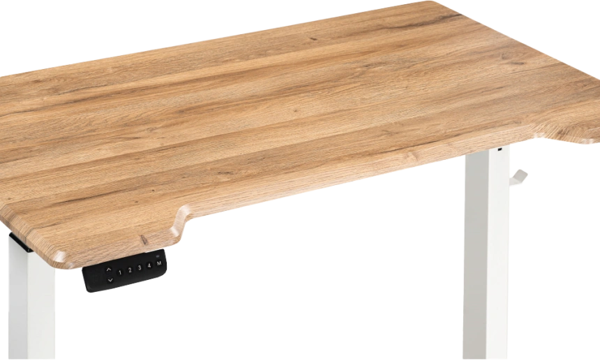 Стол компьютерный Маркос, 120, с механизмом подъема, белый / вотан дуб