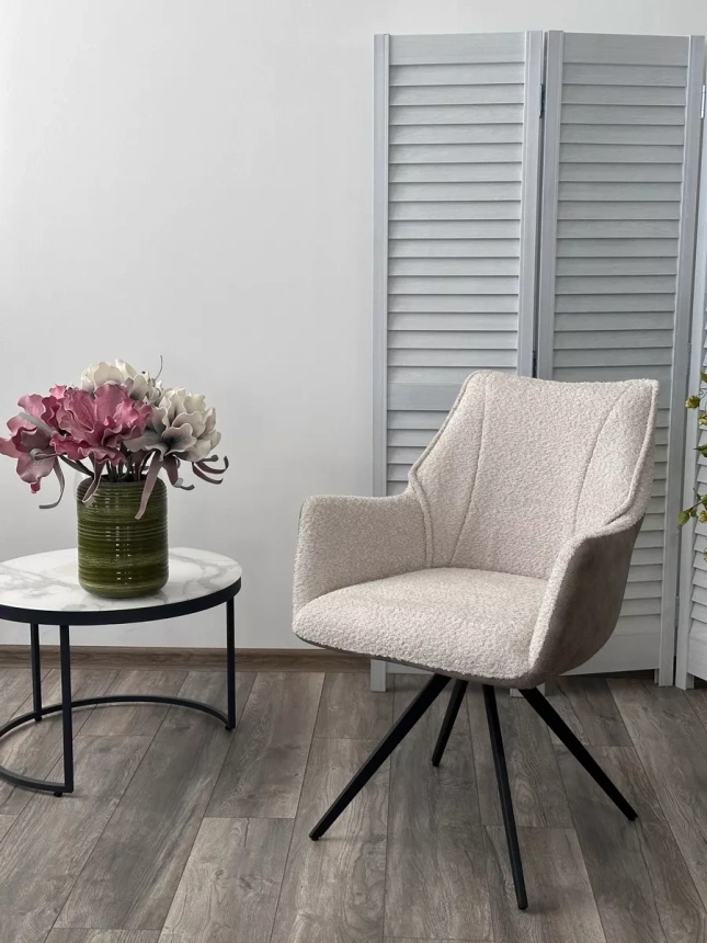 Стул Brevis, поворотный, XD841-02 бежевый, букле,GINO-101 бежевый, ткань,  черный