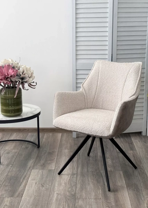 Стул Brevis, поворотный, XD841-02 бежевый, букле,GINO-101 бежевый, ткань,  черный