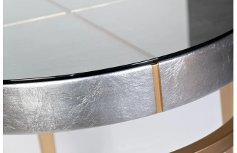 Журнальный стол Futuro, 61x61x61, МДФ, стекло, серебристый / золото