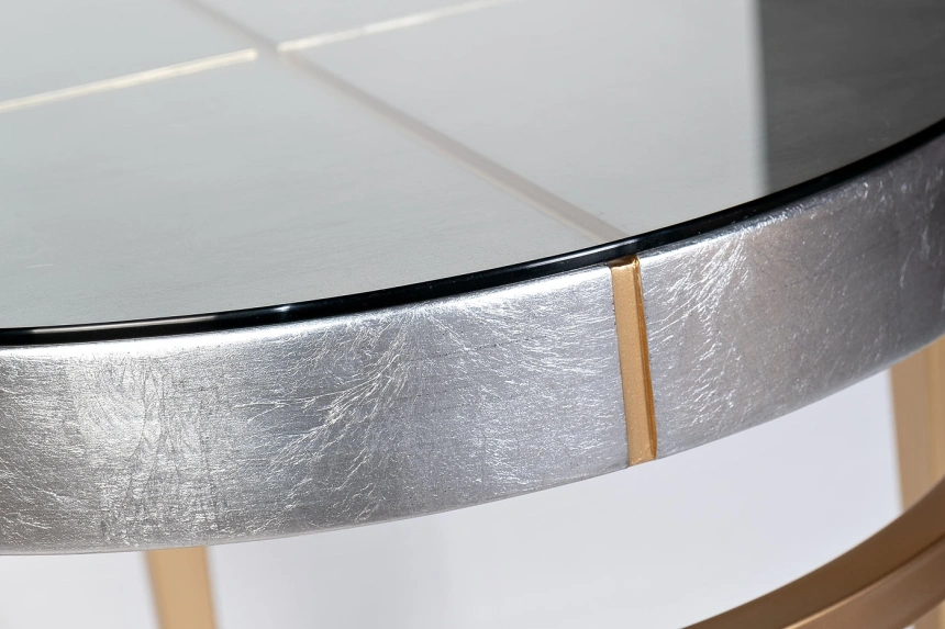 Журнальный стол Futuro, 61x61x61, МДФ, стекло, серебристый / золото