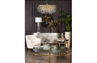 Журнальный стол Futuro, 61x61x61, МДФ, стекло, серебристый / золото