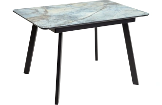 Кухонный стол Аруба 140, нераздвижной Магеллан, стекло, черный каркас