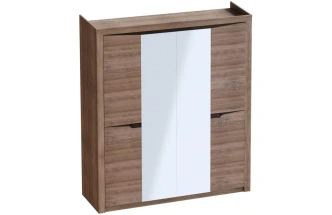 Шкаф четырехдверный Соренто, распашной с зеркалом, дуб стирлинг