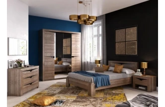 Шкаф четырехдверный Соренто, распашной с зеркалом, дуб стирлинг