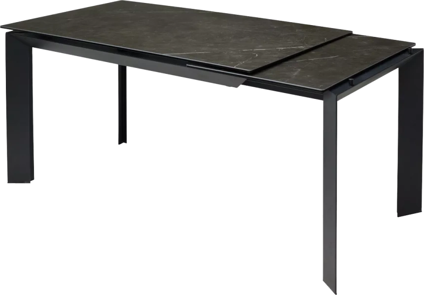 Кухонный стол раздвижной Cremona 140, KL-116 Черный мрамор матовый, итальянская керамика, черный каркас