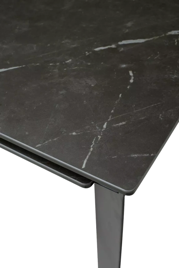 Кухонный стол раздвижной Cremona 140, KL-116 Черный мрамор матовый, итальянская керамика, черный каркас