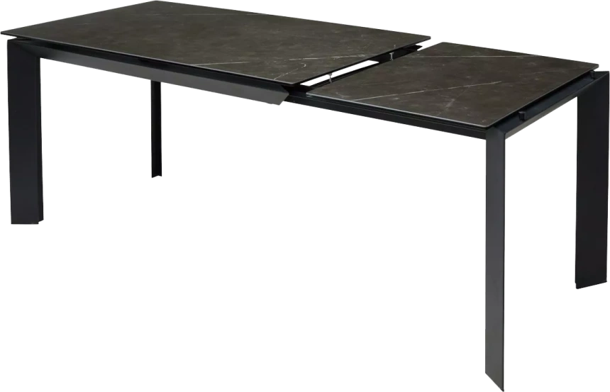 Кухонный стол раздвижной Cremona 140, KL-116 Черный мрамор матовый, итальянская керамика, черный каркас