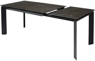 Кухонный стол раздвижной Cremona 140, KL-116 Черный мрамор матовый, итальянская керамика, черный каркас
