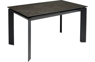 Кухонный стол раздвижной Cremona 140, KL-116 Черный мрамор матовый, итальянская керамика, черный каркас