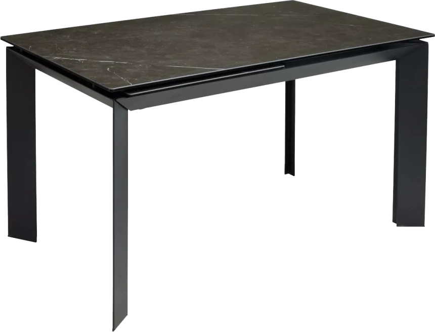 Кухонный стол раздвижной Cremona 140, KL-116 Черный мрамор матовый, итальянская керамика, черный каркас