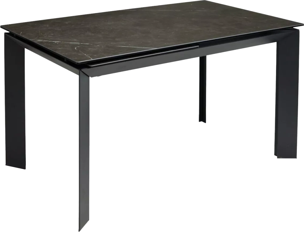Кухонный стол раздвижной Cremona 140, KL-116 Черный мрамор матовый, итальянская керамика, черный каркас