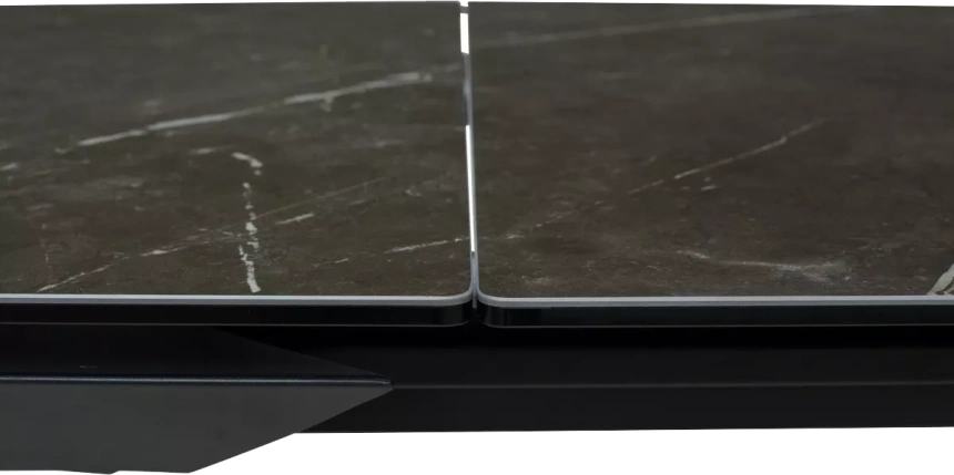 Кухонный стол раздвижной Cremona 140, KL-116 Черный мрамор матовый, итальянская керамика, черный каркас