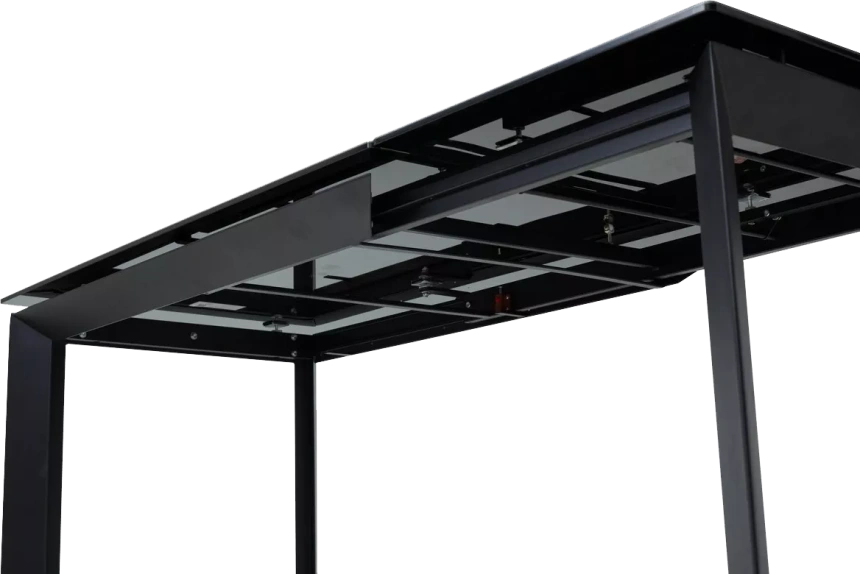 Кухонный стол раздвижной Cremona 140, KL-116 Черный мрамор матовый, итальянская керамика, черный каркас