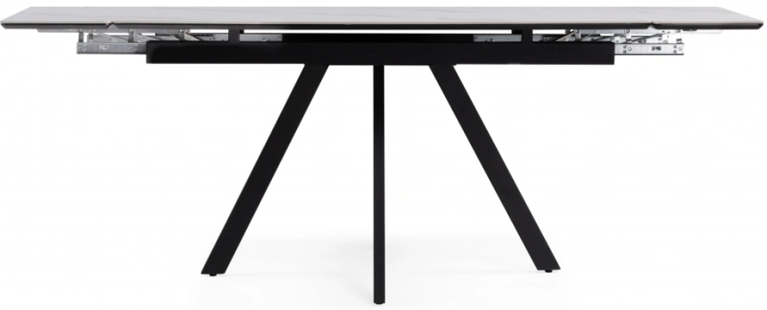 Обеденный раздвижной стол Вилли 140(200), керамика, белый мрамор / черный