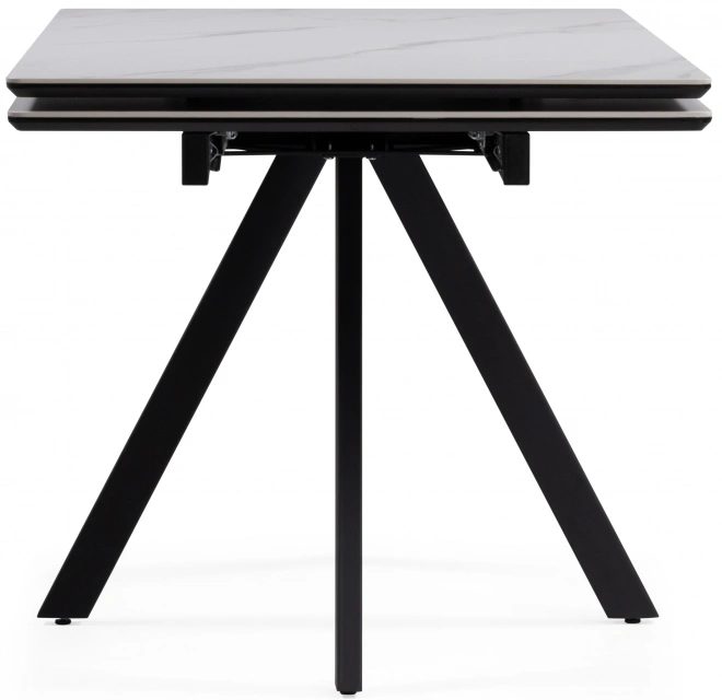 Обеденный раздвижной стол Вилли 140(200), керамика, белый мрамор / черный