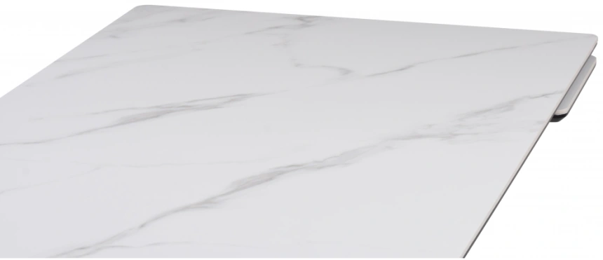 Обеденный раздвижной стол Вилли 140(200), керамика, белый мрамор / черный