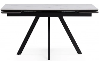 Обеденный раздвижной стол Вилли 140(200), керамика, белый мрамор / черный