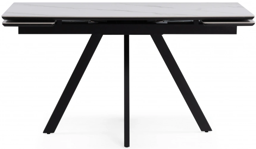 Обеденный раздвижной стол Вилли 140(200), керамика, белый мрамор / черный