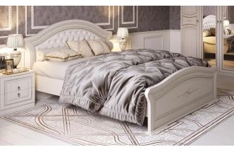 Кровать Николь 160, двуспальная, ясень жемчужный / ваниль