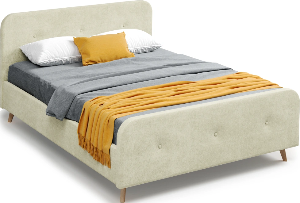 Кровать Сиерра 140, мягкая, полутораспальная, торонто бежевый