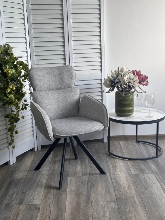 Стул Long, поворотный, NS10 серый, букле, черный каркас