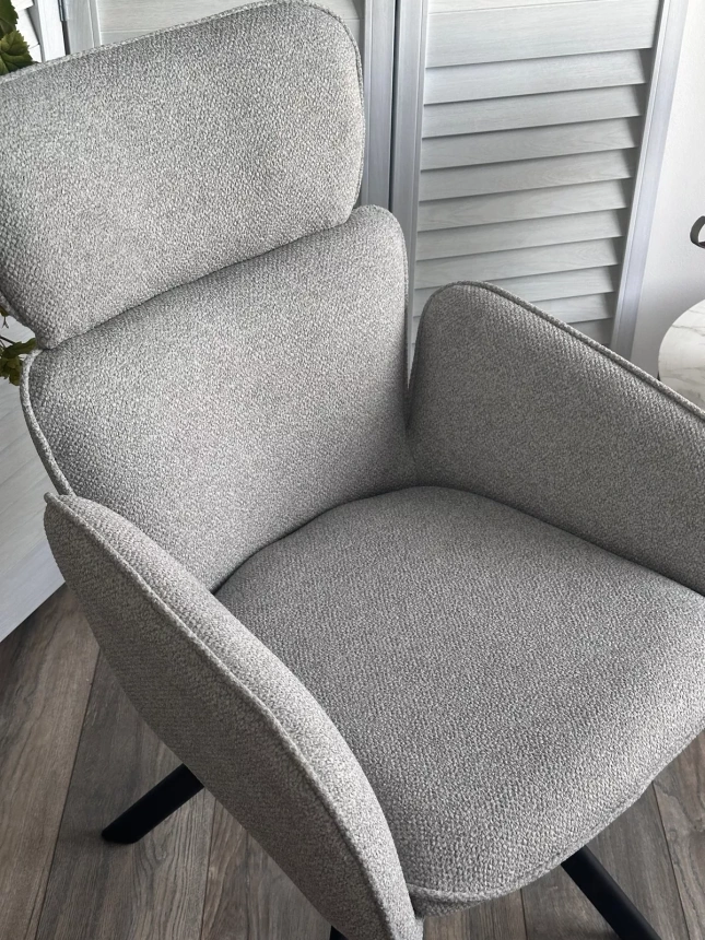 Стул Long, поворотный, NS10 серый, букле, черный каркас