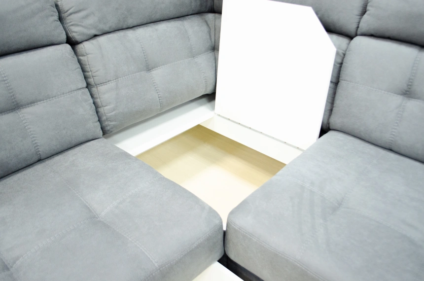 Диван модульный п-образный Мартин, ткань monako-A 06, декор Венге, нить Белая