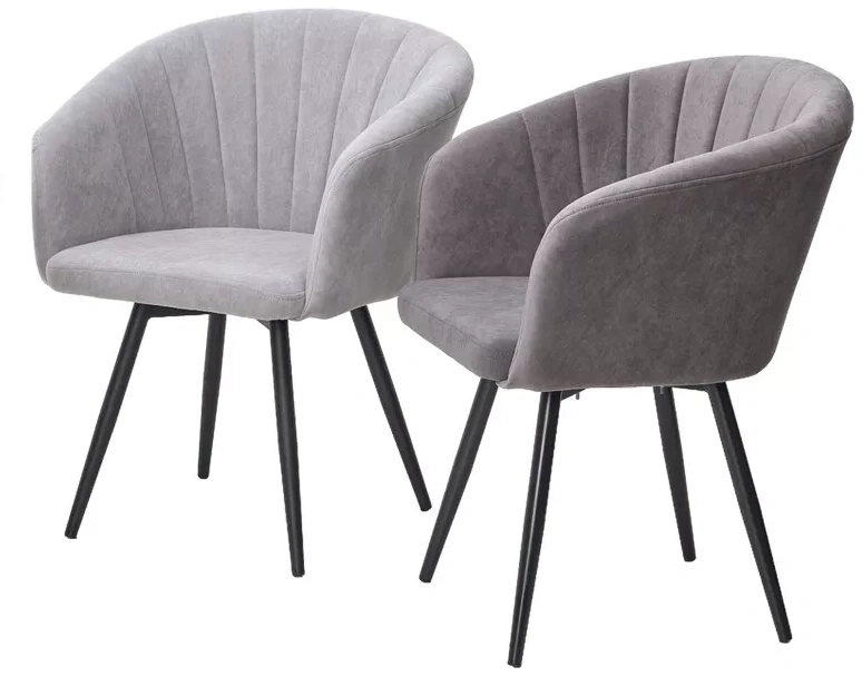 Стул Runa, поворотный, B22 Серый, велюр, черный каркас