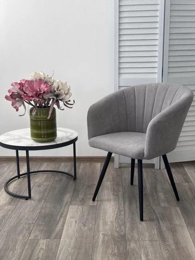 Стул Runa, поворотный, B22 Серый, велюр, черный каркас