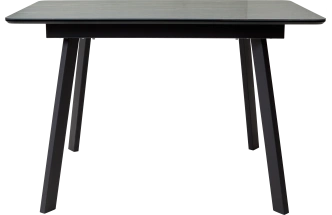 Кухонный стол Аруба 140, нераздвижной Монблан, стекло, черный каркас