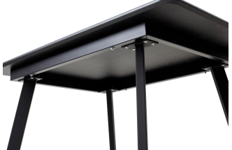 Кухонный стол Аруба 140, нераздвижной Монблан, стекло, черный каркас