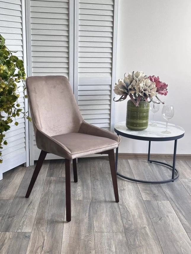 Стул Cristian, мягкий, Future-009 латте, велюр, орех