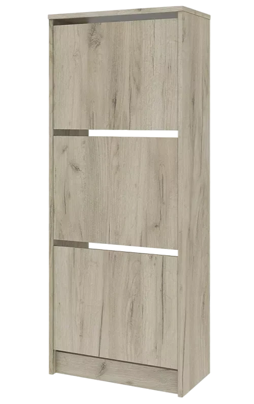 Тумба для обуви Лофт, 3 фасада, 54x134,7x28, Дуб крафт серый