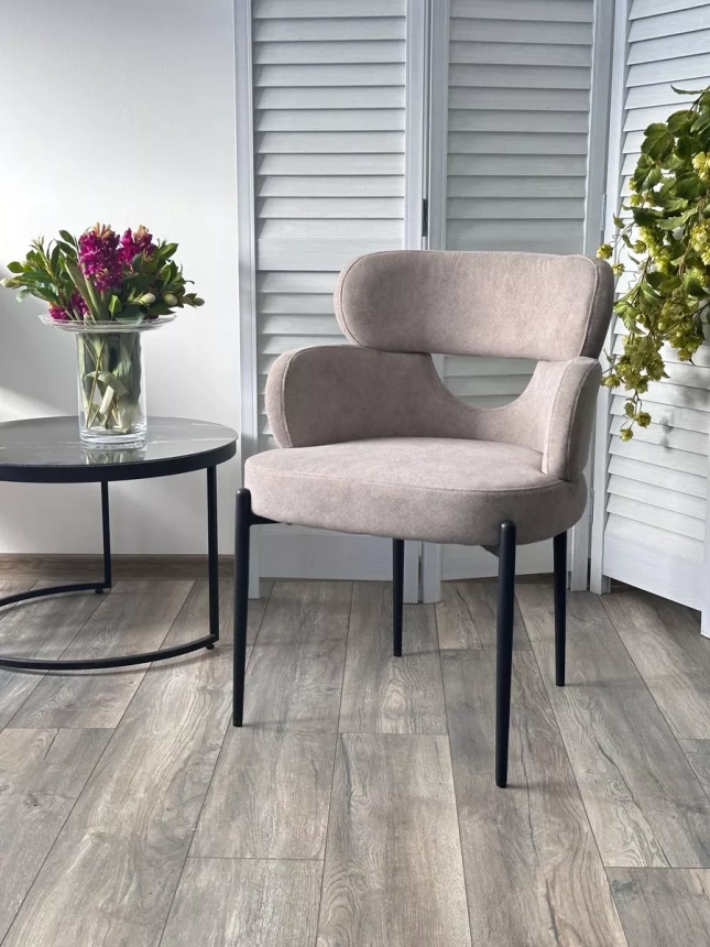 Стул Valter, мягкий, AR627-11B молочный, ткань, черный каркас