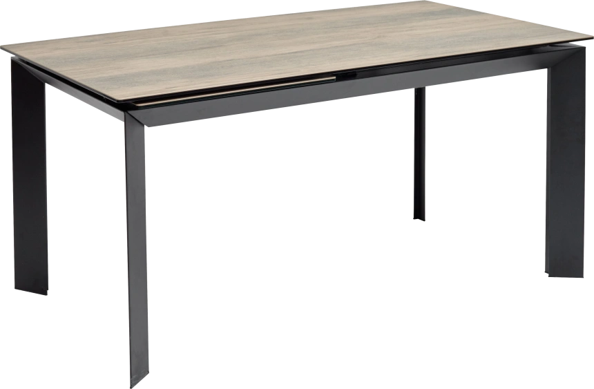 Кухонный стол раздвижной Cremona 140, KL-61 под дерево, итальянская керамика, черный каркас