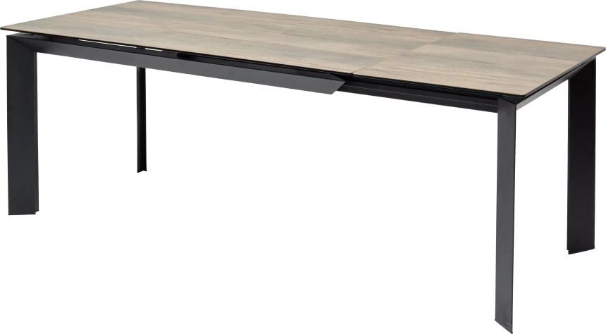 Кухонный стол раздвижной Cremona 140, KL-61 под дерево, итальянская керамика, черный каркас