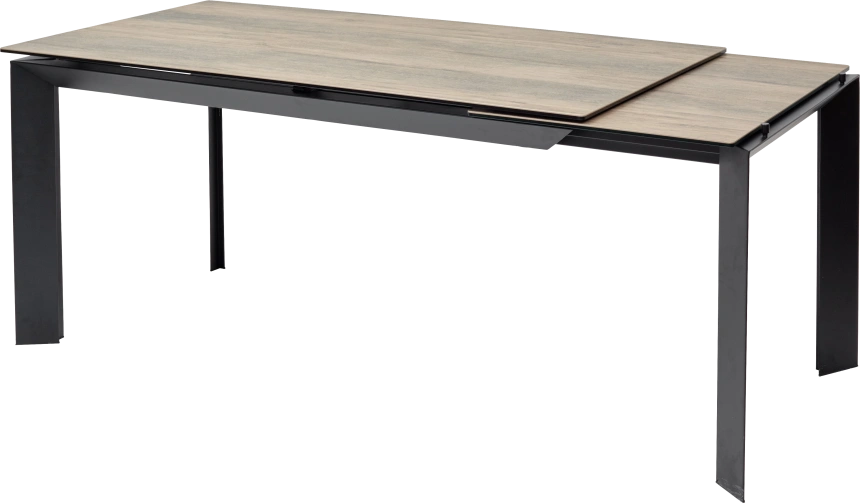 Кухонный стол раздвижной Cremona 140, KL-61 под дерево, итальянская керамика, черный каркас