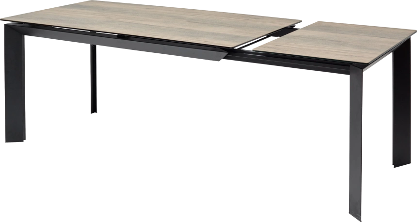 Кухонный стол раздвижной Cremona 140, KL-61 под дерево, итальянская керамика, черный каркас