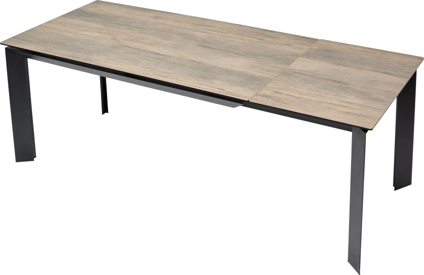 Кухонный стол раздвижной Cremona 140, KL-61 под дерево, итальянская керамика, черный каркас