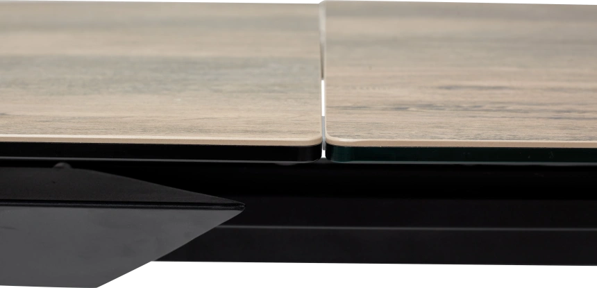 Кухонный стол раздвижной Cremona 140, KL-61 под дерево, итальянская керамика, черный каркас