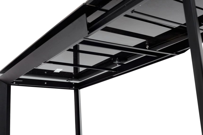 Кухонный стол раздвижной Cremona 140, KL-61 под дерево, итальянская керамика, черный каркас